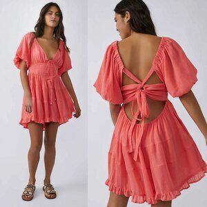 Free People orange short sleeve mini dress Size Small
